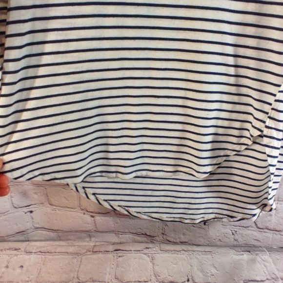 Fresh Produce Nautical Striped Flax Blend Scalloped Top S - Picture 14 of 16
